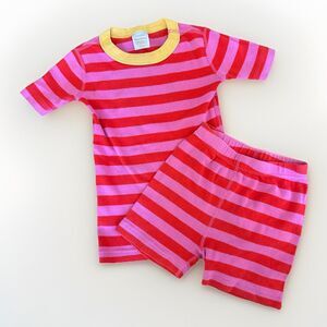Hanna Andersson Size 5 Short John Pajama Set Pink Red Striped